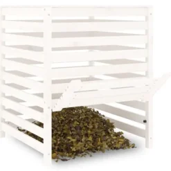 vidaXL kompostbeholder 82,5x82,5x99,5 cm massivt fyrretræ hvid - Kompostbeholdere