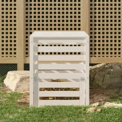 vidaXL kompostbeholder 63,5x63,5x77,5 cm massivt fyrretræ Hvid - Kompostbeholdere
