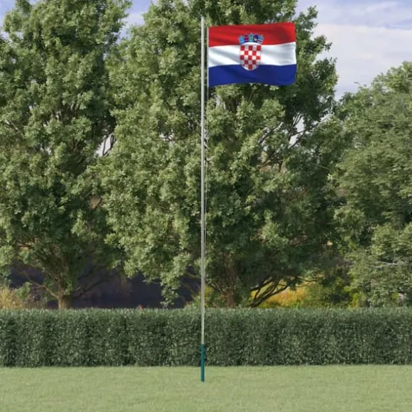 vidaXL Kroatien flag og flagstang 6,23 m aluminium - Flag & vimpler