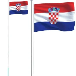 vidaXL Kroatien flag og flagstang 6,23 m aluminium - Flag & vimpler