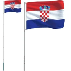 vidaXL Kroatien flag og flagstang 5,55 m aluminium