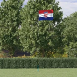 vidaXL Kroatien flag og flagstang 5,55 m aluminium