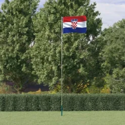 vidaXL Kroatien flag og flagstang 5,55 m aluminium - Flag & vimpler