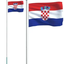 vidaXL Kroatien flag og flagstang 6,23 m aluminium
