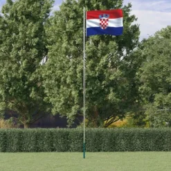 vidaXL Kroatien flag og flagstang 6,23 m aluminium