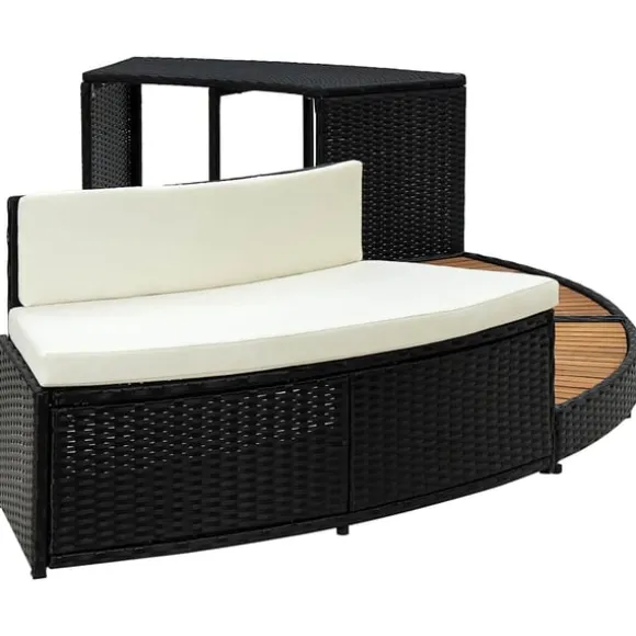 vidaXL omkrans til spa polyrattan og akacietræ sort