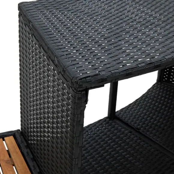 vidaXL omkrans til spa polyrattan og akacietræ sort