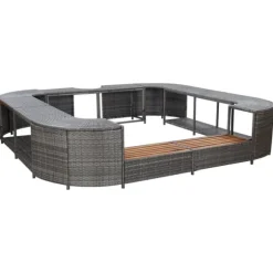 vidaXL omkrans til spabad 268x268x55 cm polyrattan grå