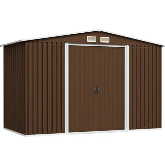 vidaXL opbevaringsskur til haven 257x205x178 cm stål brun - Skure & Redskabsskure