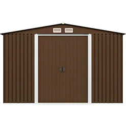 vidaXL opbevaringsskur til haven 257x205x178 cm stål brun - Skure & Redskabsskure