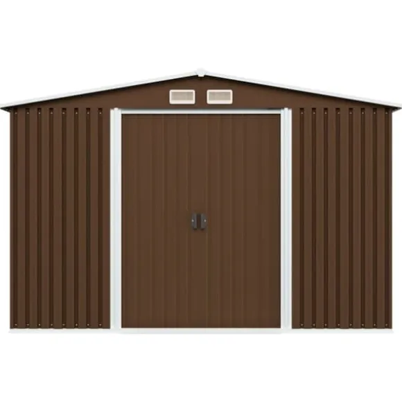vidaXL opbevaringsskur til haven 257x205x178 cm stål brun - Skure & Redskabsskure