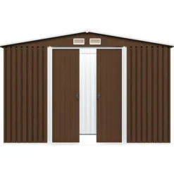 vidaXL opbevaringsskur til haven 257x205x178 cm stål brun - Skure & Redskabsskure