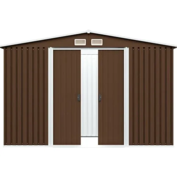 vidaXL opbevaringsskur til haven 257x205x178 cm stål brun - Skure & Redskabsskure
