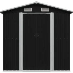 vidaXL opbevaringsskur til haven 204x132x186 cm stål antracitgrå - Skure & Redskabsskure