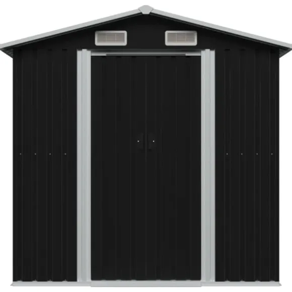 vidaXL opbevaringsskur til haven 204x132x186 cm stål antracitgrå - Skure & Redskabsskure