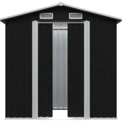 vidaXL opbevaringsskur til haven 204x132x186 cm stål antracitgrå - Skure & Redskabsskure