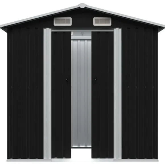 vidaXL opbevaringsskur til haven 204x132x186 cm stål antracitgrå - Skure & Redskabsskure
