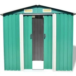 vidaXL opbevaringsskur til haven 204x132x186 cm metal grøn - Skure & Redskabsskure