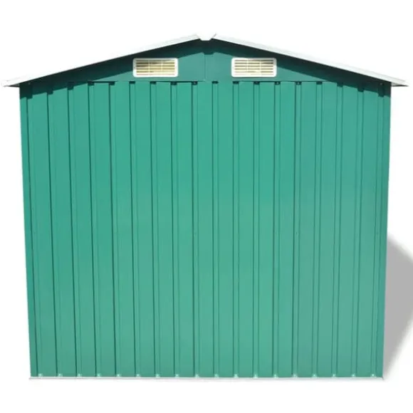 vidaXL opbevaringsskur til haven 204x132x186 cm metal grøn - Skure & Redskabsskure