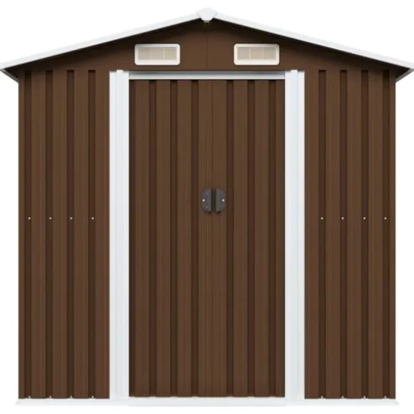 vidaXL opbevaringsskur til haven 204x132x186 cm stål brun - Skure & Redskabsskure