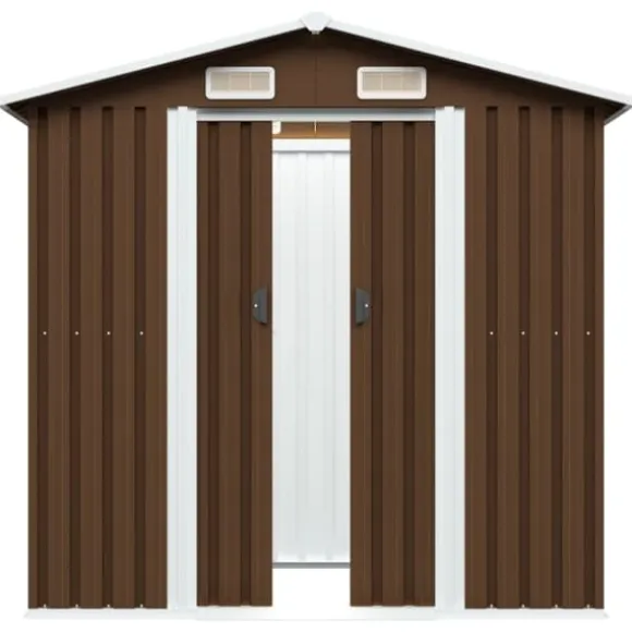vidaXL opbevaringsskur til haven 204x132x186 cm stål brun - Skure & Redskabsskure