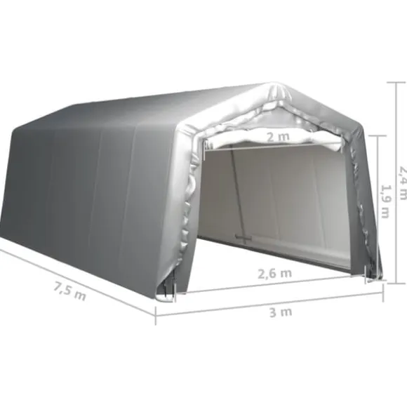 vidaXL opbevaringstelt 300x750 cm stål grå - Skure & Redskabsskure