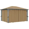 vidaXL pavillon med gardin 400x300 cm aluminium gråbrun - Festtelte & havepavilloner