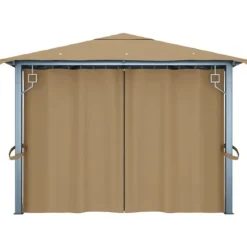 vidaXL pavillon med gardin 400x300 cm aluminium gråbrun - Festtelte & havepavilloner