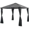 vidaXL pavillon med gardin aluminium 3 x 3 m sort - Festtelte & havepavilloner