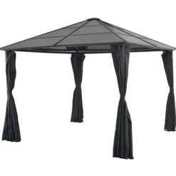 vidaXL pavillon med gardin aluminium 3 x 3 m sort - Festtelte & havepavilloner