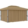 vidaXL pavillon med gardin 4x3 m aluminium gråbrun - Festtelte & havepavilloner