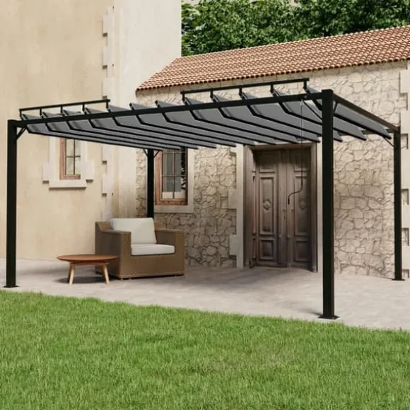vidaXL pavillon med lameltag 3x4 m aluminium og stof antracitgrå - Festtelte & havepavilloner