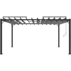 vidaXL pavillon med lameltag 3x4 m aluminium og stof antracitgrå - Festtelte & havepavilloner