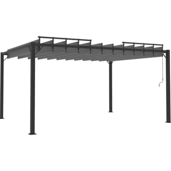 vidaXL pavillon med lameltag 3x4 m aluminium og stof antracitgrå - Festtelte & havepavilloner
