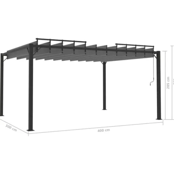 vidaXL pavillon med lameltag 3x4 m aluminium og stof antracitgrå - Festtelte & havepavilloner
