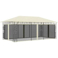 vidaXL pavillon med myggenet 6x3x2,73 cm cremefarvet - Festtelte & havepavilloner