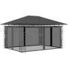 vidaXL pavillon med myggenet 4x3x2,73 m 180 g/m² antracitgrå - Festtelte & havepavilloner