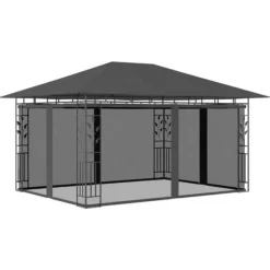 vidaXL pavillon med myggenet 4x3x2,73 m 180 g/m² antracitgrå - Festtelte & havepavilloner
