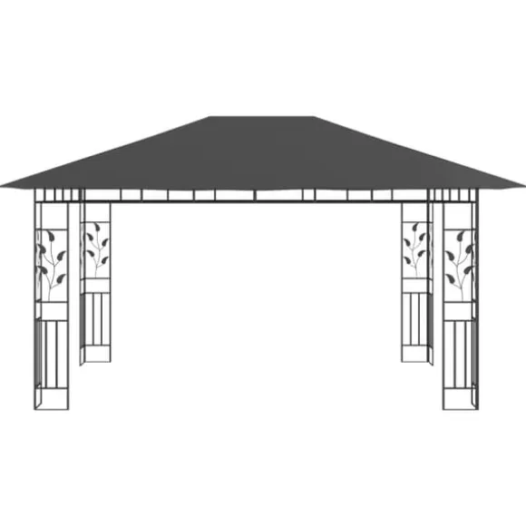 vidaXL pavillon med myggenet 4x3x2,73 m 180 g/m² antracitgrå - Festtelte & havepavilloner