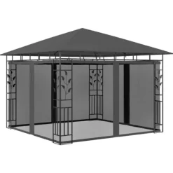 vidaXL pavillon med myggenet 3x3x,2,73 m 180 g/m² antracitgrå - Festtelte & havepavilloner