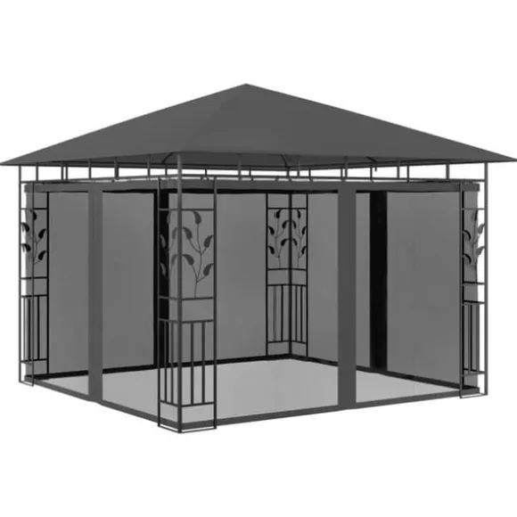 vidaXL pavillon med myggenet 3x3x,2,73 m 180 g/m² antracitgrå - Festtelte & havepavilloner