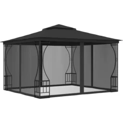 vidaXL pavillon med net 300x300x265 cm antracitgrå - Festtelte & havepavilloner