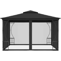 vidaXL pavillon med net 300x300x265 cm antracitgrå - Festtelte & havepavilloner
