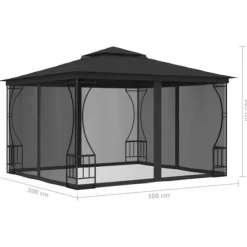 vidaXL pavillon med net 300x300x265 cm antracitgrå - Festtelte & havepavilloner