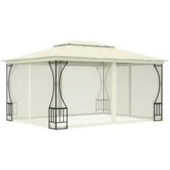 vidaXL pavillon med net 300x400x265 cm cremefarvet - Festtelte & havepavilloner