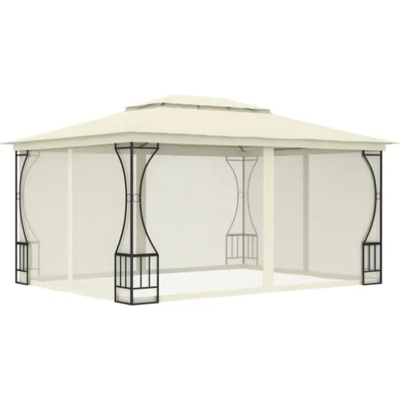 vidaXL pavillon med net 300x400x265 cm cremefarvet - Festtelte & havepavilloner