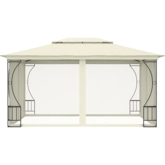 vidaXL pavillon med net 300x400x265 cm cremefarvet - Festtelte & havepavilloner