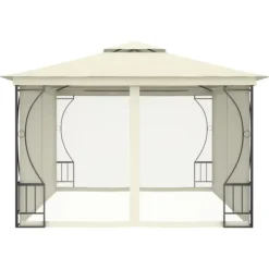 vidaXL pavillon med net 300x400x265 cm cremefarvet - Festtelte & havepavilloner