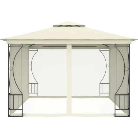 vidaXL pavillon med net 300x400x265 cm cremefarvet - Festtelte & havepavilloner