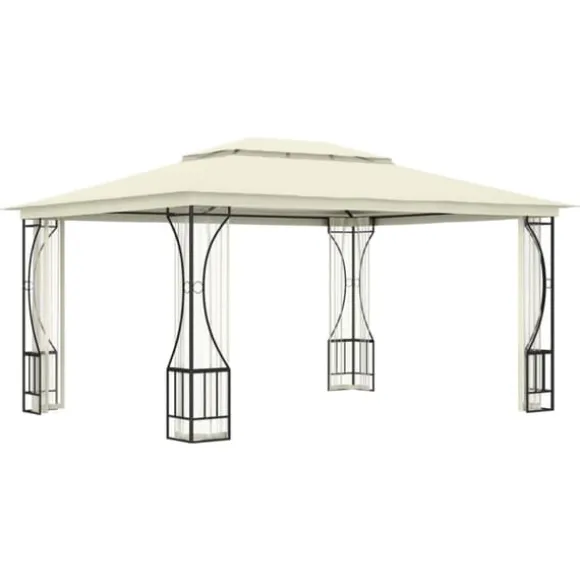 vidaXL pavillon med net 300x400x265 cm cremefarvet - Festtelte & havepavilloner